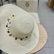 WIDE BRIM HAT MODEL 652186 IN WHITE WOVEN STRAW