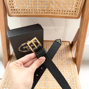 PRADA 25S BELT 25 MM IN BLACK CALFSKIN 542645