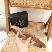 PRADA 25S BELT 25 MM IN LIGHT BROWN CALFSKIN 542646