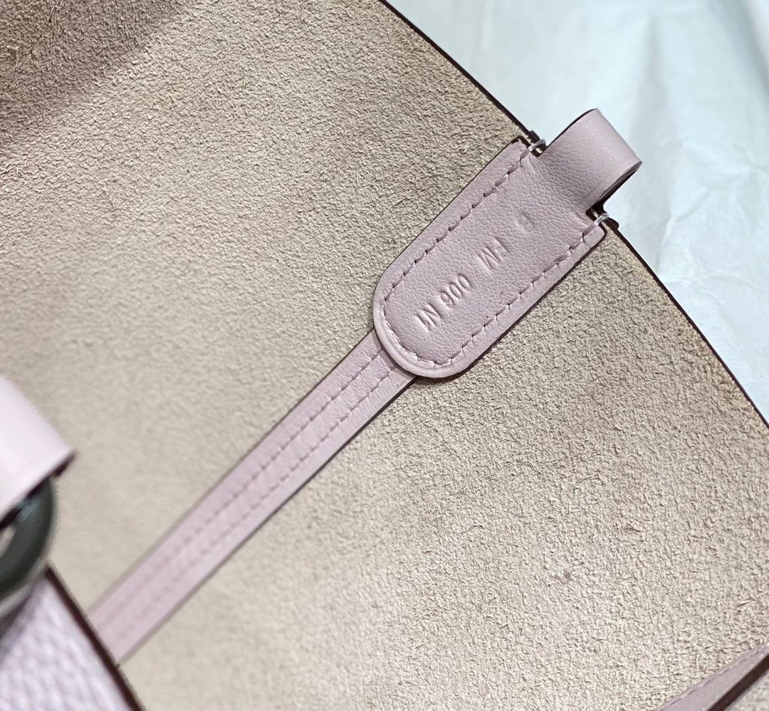 HERMES 25S IN THE LOOP 18 IN LIGHT PINK CALFSKIN SILVER HARDWARE