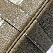 GARDEN PARTY 23CM IN WHITE TOILETS COTTON CANVAS AND TAUPE CALFSKIN