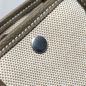 GARDEN PARTY 23CM IN WHITE TOILETS COTTON CANVAS AND TAUPE CALFSKIN