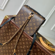 POCHETTE MÉTIS 20 IN BROWN MONOGRAM AND MONOGRAM REVERSE CANVAS GOLD BUCKLE