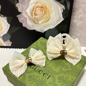 SET CLAW CLIP AND HAIR CLIP IN WARM WHITE LACE AND CHIFFON 355247