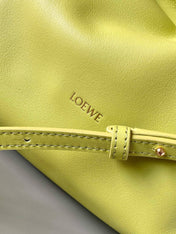 LOEWE 25S MEDIUM FLAMENCO CLUTCH BAG 23 IN LIME GOLD CALFSKIN