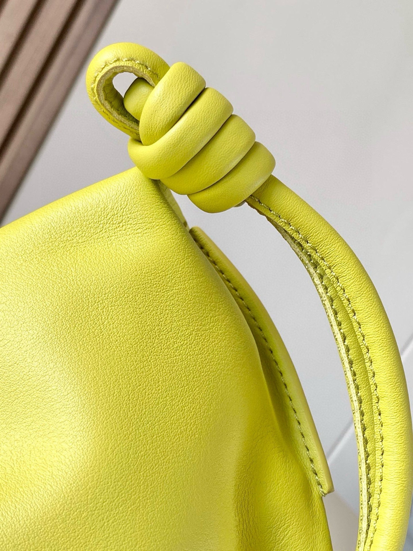 LOEWE 25S MEDIUM FLAMENCO CLUTCH BAG 23 IN LIME GOLD CALFSKIN