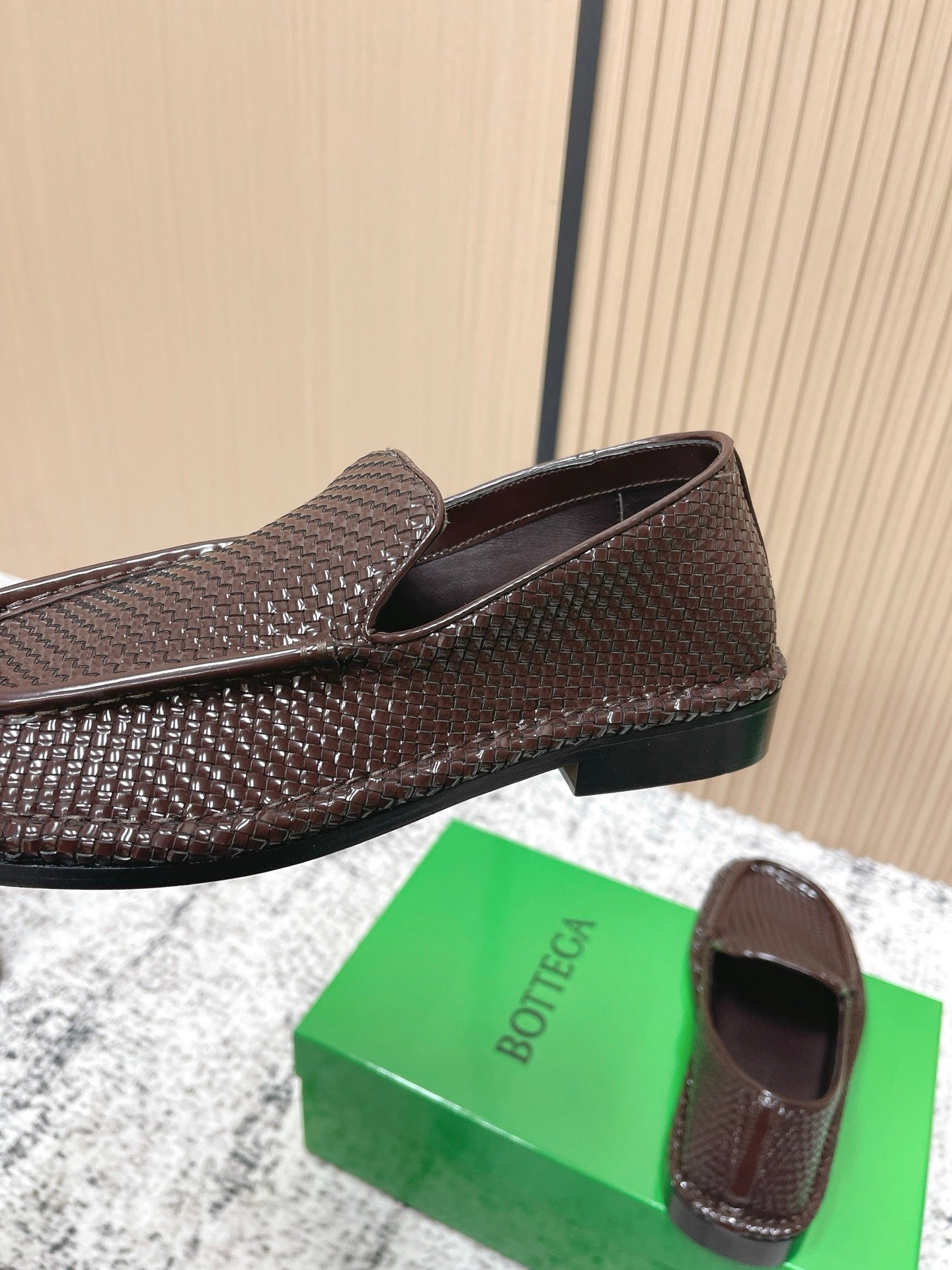 BOTTEGA VENETA 26S LOAFERS IN DARK BROWN INTRECCIATO CALFSKIN