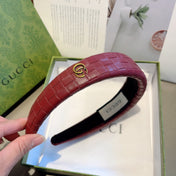 BURGUNDY RED HAIRBAND CALFSKIN 374075