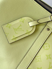 LV 25S KEEPALL BANDOULIÈRE 45 IN LIGHT OLIVE GREEN CALFSKIN SILVER HARDWARE