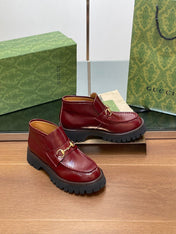 HORSEBIT ANKLE BOOTS 4.5CM IN BURGUNDY RED CALFSKIN