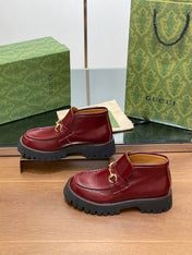 HORSEBIT ANKLE BOOTS 4.5CM IN BURGUNDY RED CALFSKIN