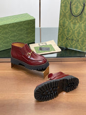 HORSEBIT ANKLE BOOTS 4.5CM IN BURGUNDY RED CALFSKIN