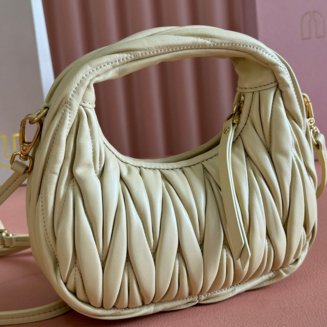 WANDER MATELASSÉ NAPPA MINI BAG 18 IN LIGHT OLIVE GRAY LAMBSKIN