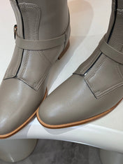HM 25S RIDING BOOTS IN GREY LAMBSKIN WITH SILVER HARDWARE