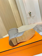 HM 25S RIDING BOOTS IN GREY LAMBSKIN WITH SILVER HARDWARE