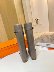 HM 25S RIDING BOOTS IN GREY LAMBSKIN WITH SILVER HARDWARE