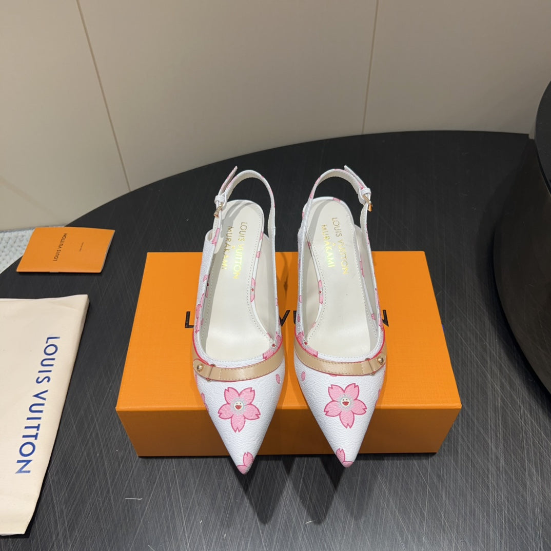 LV HIGH SLINGBACK 25S 55 MM IN WHITE CALFSKIN