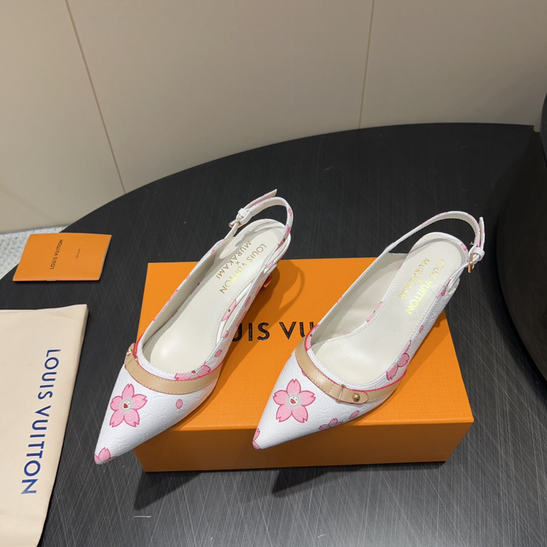 LV HIGH SLINGBACK 25S 55 MM IN WHITE CALFSKIN
