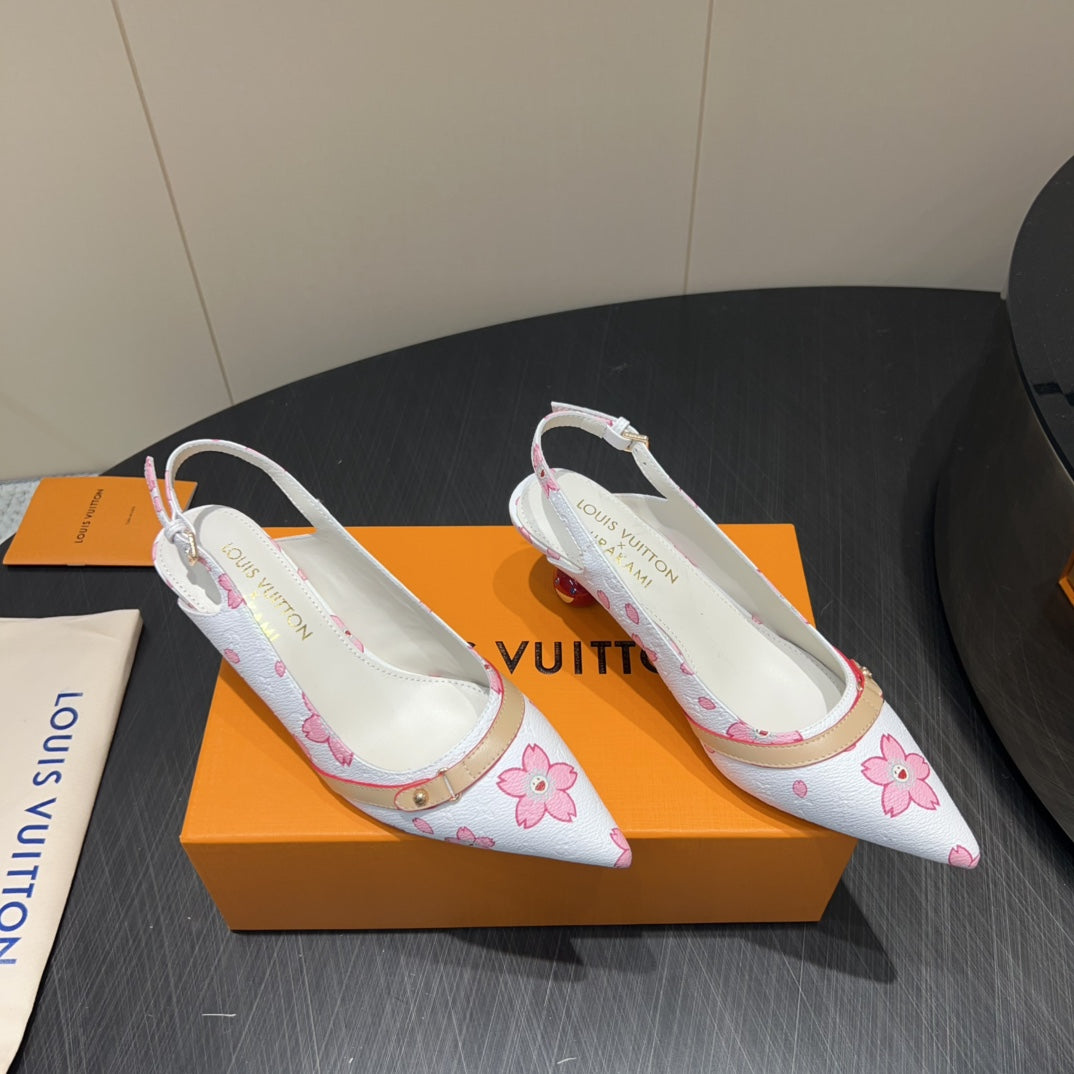 LV HIGH SLINGBACK 25S 55 MM IN WHITE CALFSKIN