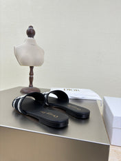 DWAY SLIDE EMBROIDERED COTTON AND BLACK MISS DIOR ALLOVER MOTIF