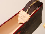 TOILETRY POUCH 25 CM BAG IN BROWN MONOGRAM CALFSKIN WITH STICKER