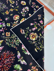 DIOR REVERSIBLE PRINTED SQUARE SCARF 90 CM IN BLACK SILK 735867