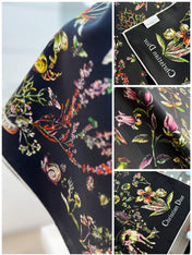 DIOR REVERSIBLE PRINTED SQUARE SCARF 90 CM IN BLACK SILK 735867