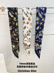 DIOR REVERSIBLE PRINTED SQUARE SCARF 90 CM IN BLACK SILK 735867