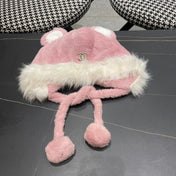 BEANIE HAT IN BABY PINK FLEECE AND WOOL 433164