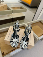 HIGH SANDALS 75 MM IN SILVER CALFSKIN