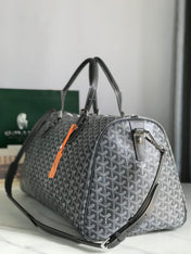 BOSTON 50 BAG IN GRAY GOYARDINE CANVAS AND CALFSKIN TRIM