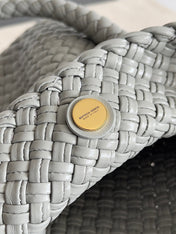 TOSCA SHOULDER BAG 27 IN AGATE GREY LAMBSKIN WITH DALMATA STONE DETAIL