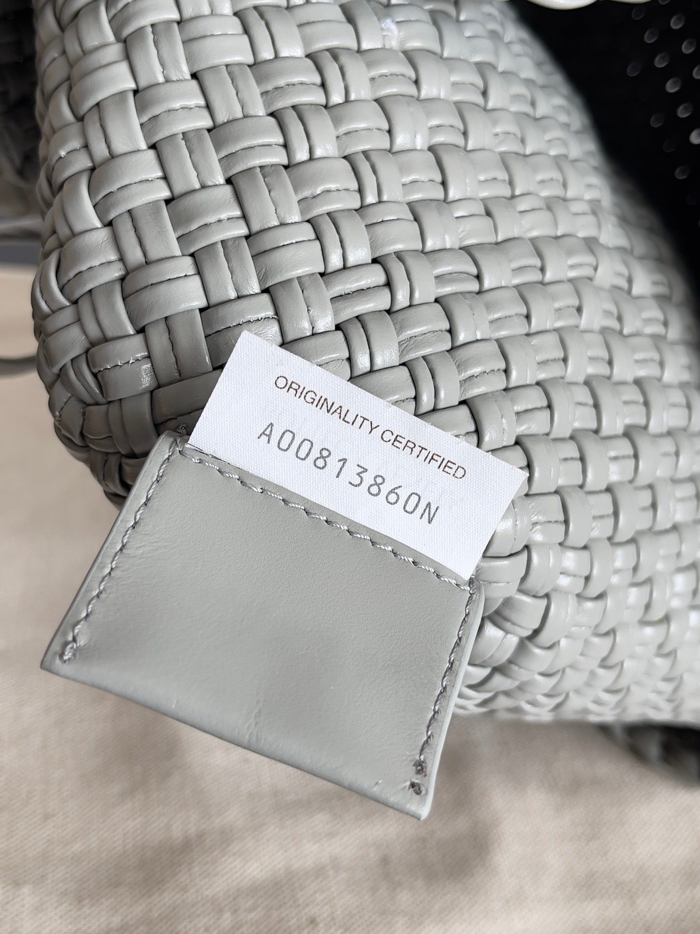 TOSCA SHOULDER BAG 27 IN AGATE GREY LAMBSKIN WITH DALMATA STONE DETAIL