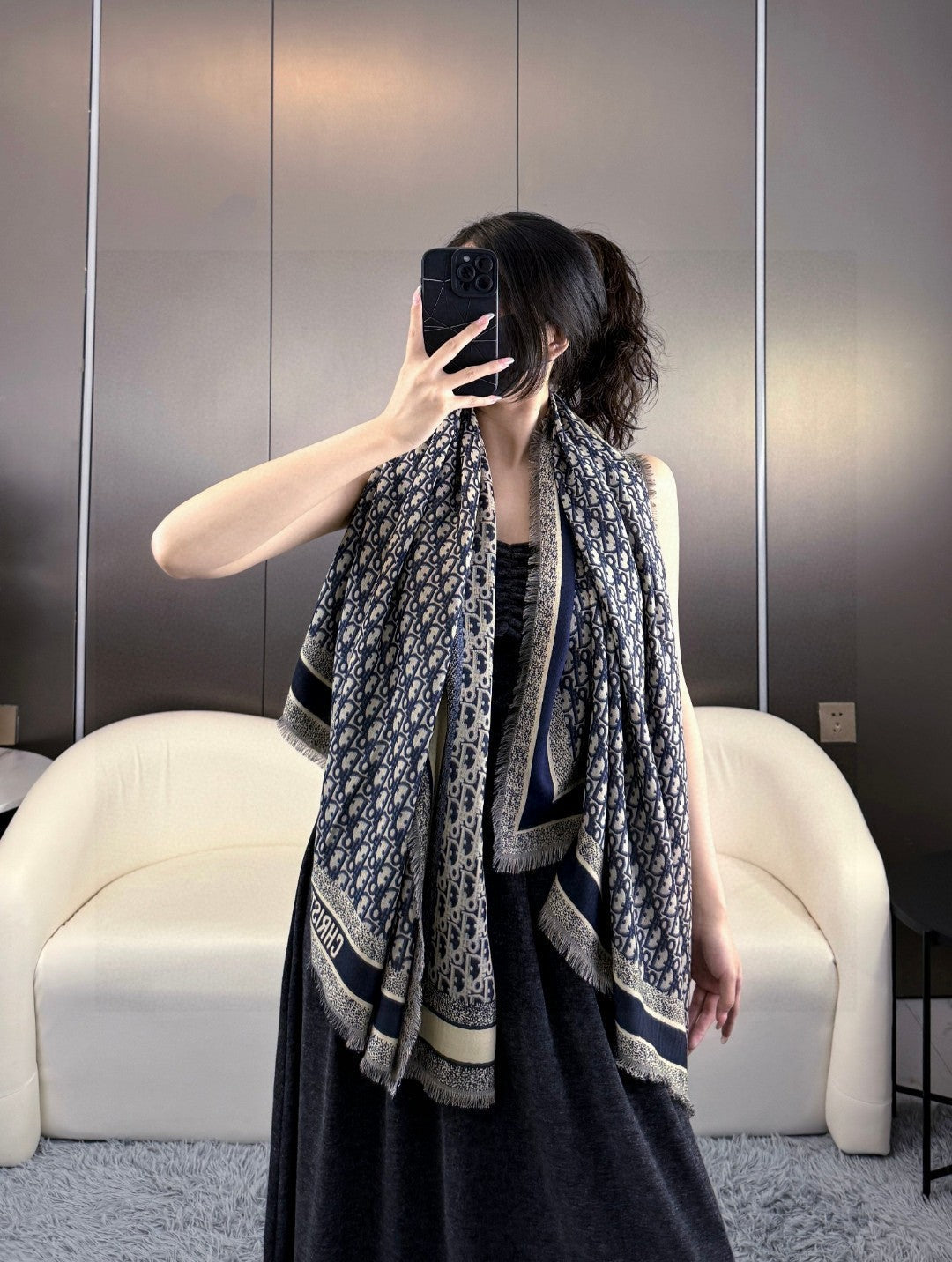 DIOR SCARF 140 CM IN SILK-WOOL BLEND 702040