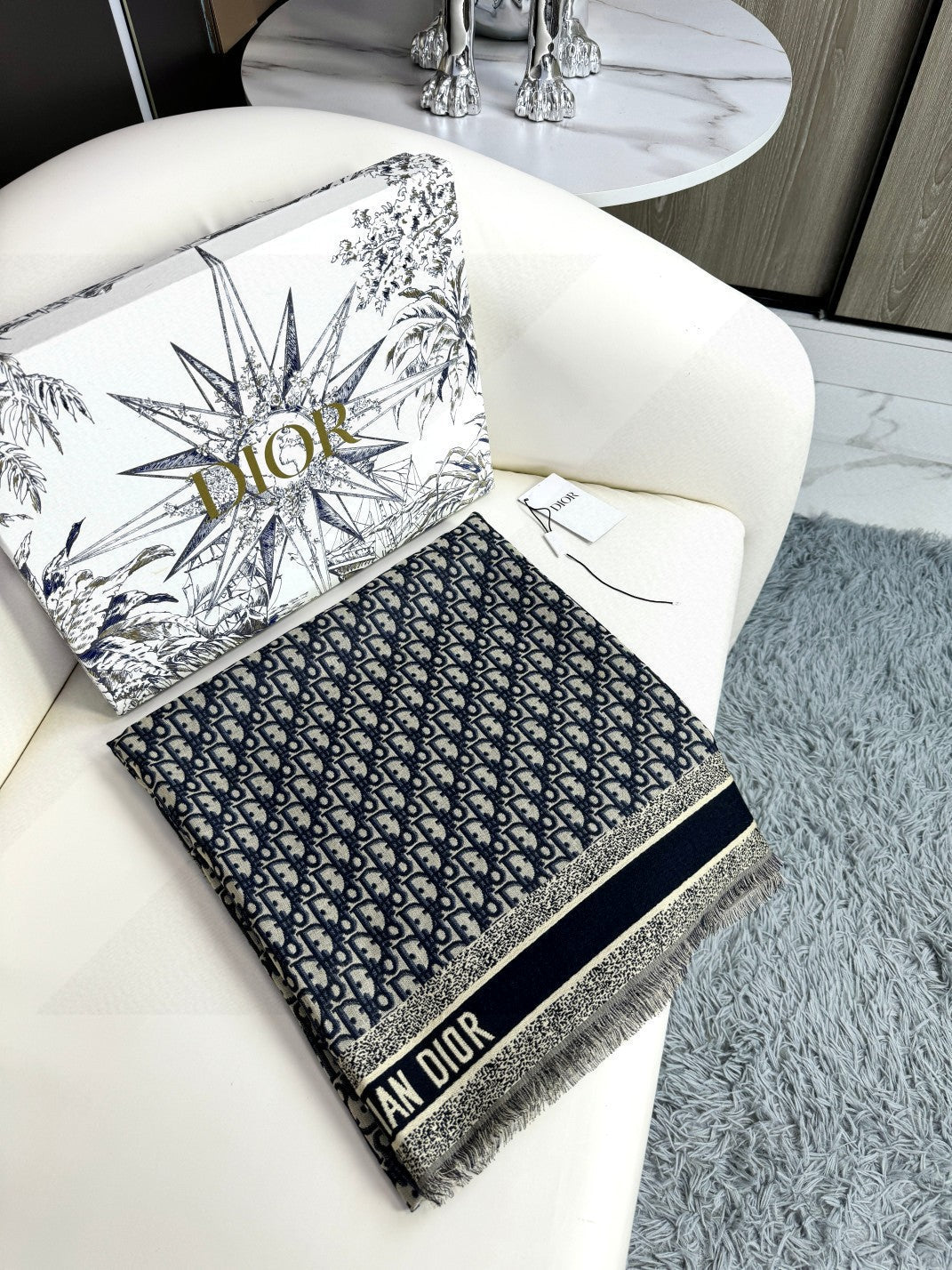 DIOR SCARF 140 CM IN SILK-WOOL BLEND 702040