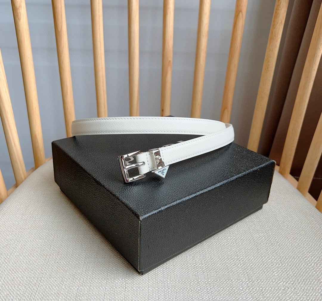 PRADA 25S BELT 15 MM IN WHITE CALFSKIN 571359