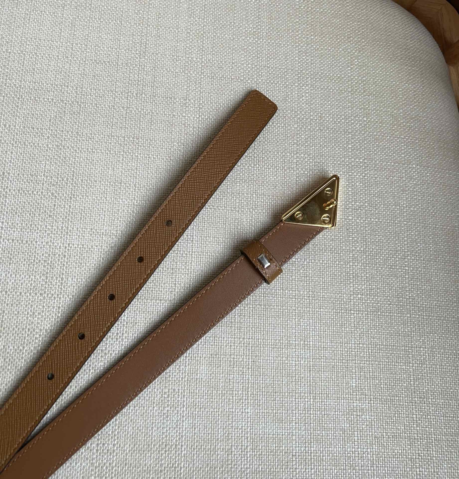 PRADA 25S BELT 20 MM IN BROWN CALFSKIN 571371
