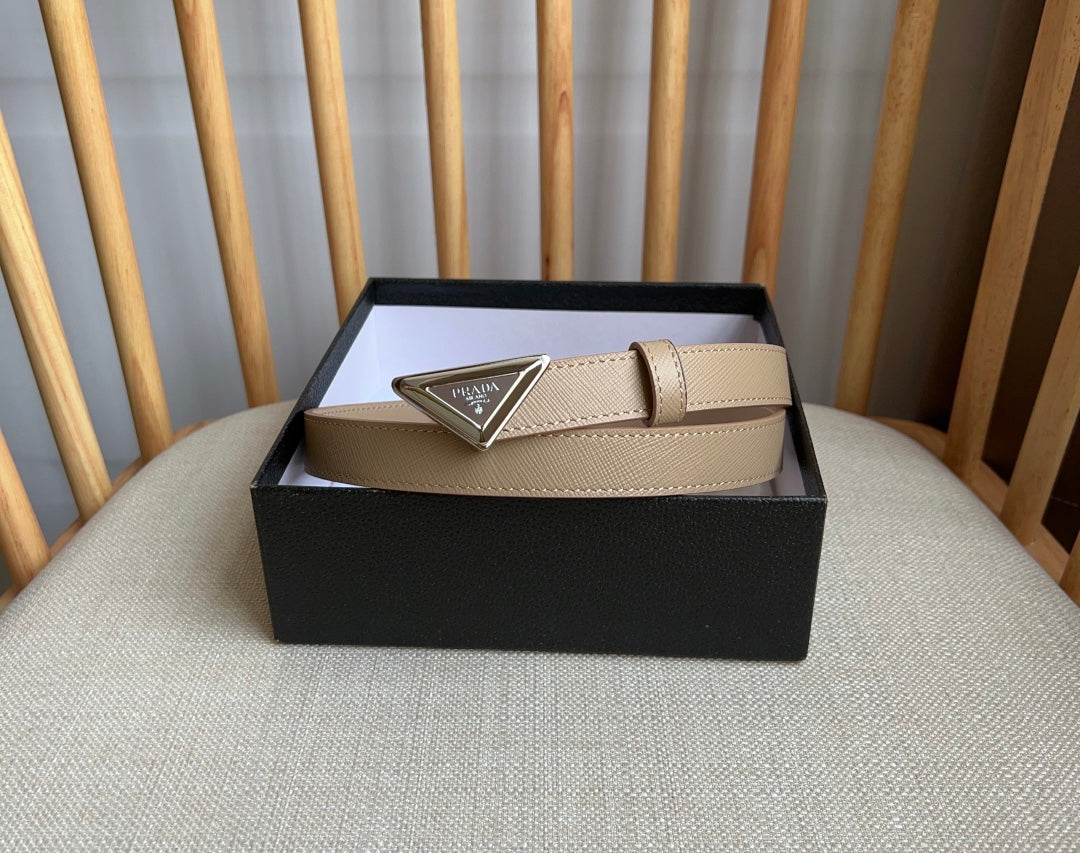 PRADA 25S BELT 20 MM IN BEIGE BROWN CALFSKIN 571383