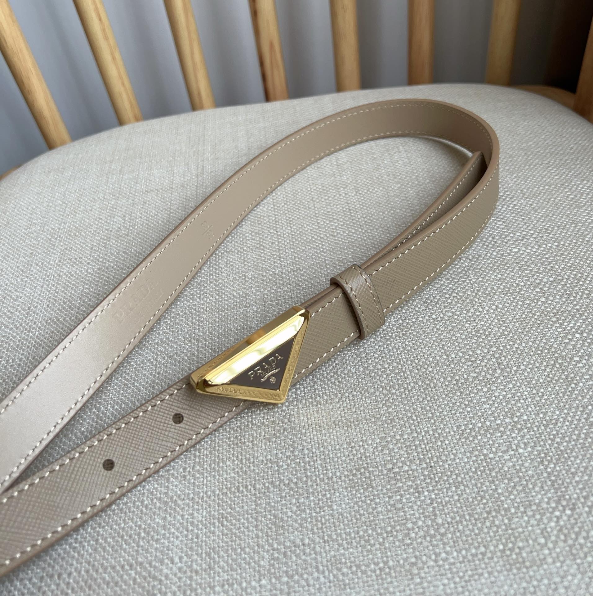 PRADA 25S BELT 20 MM IN BEIGE BROWN CALFSKIN 571384