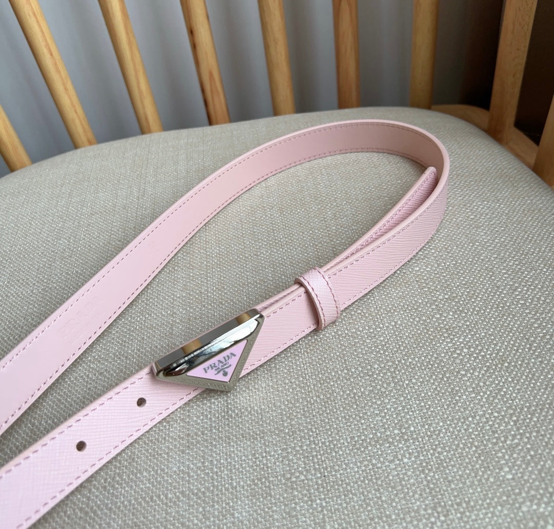 PRADA 25S BELT 20 MM IN LIGHT PINK CALFSKIN 571386