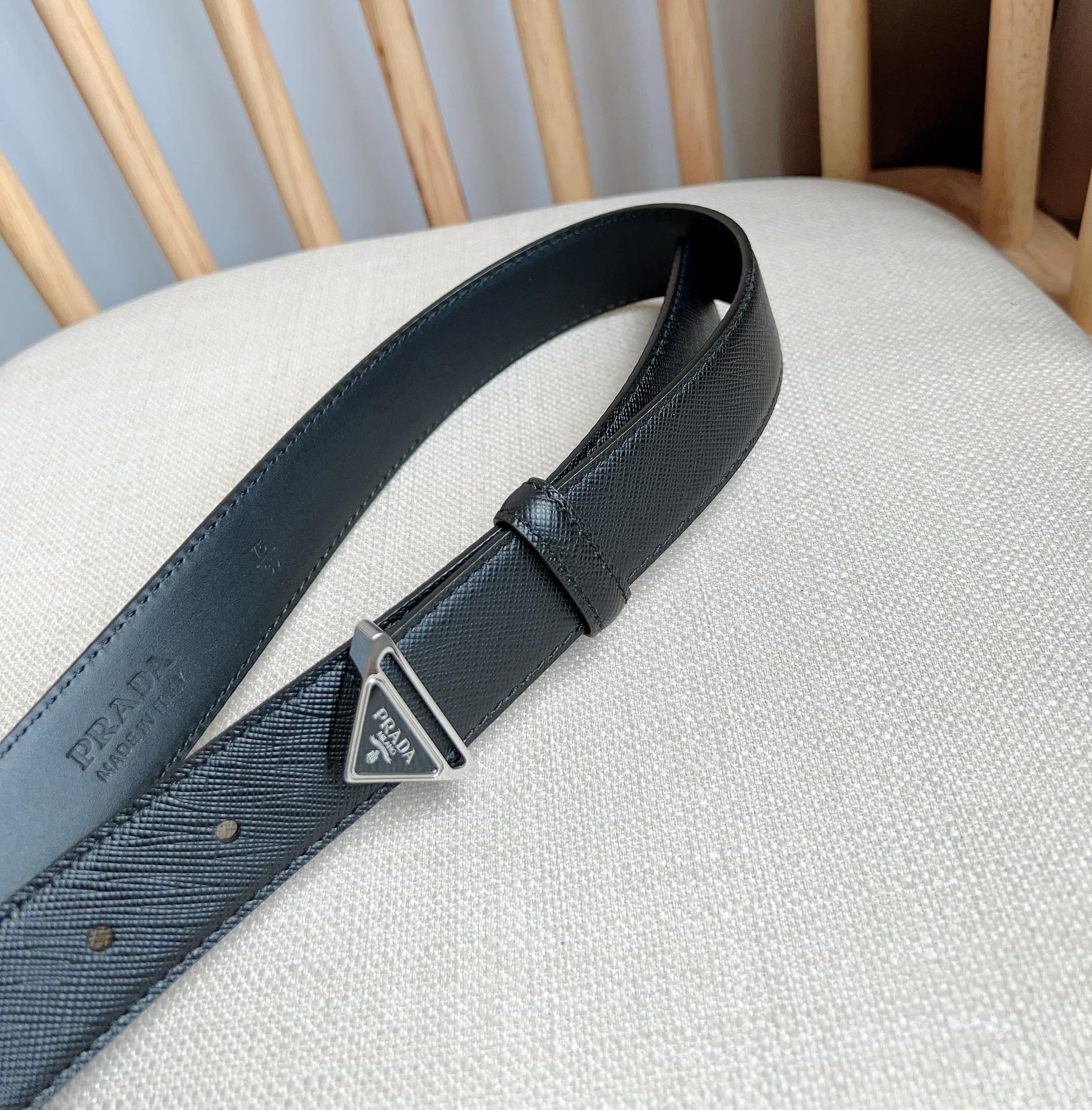 PRADA 25S BELT 30 MM IN BLACK CALFSKIN 595010