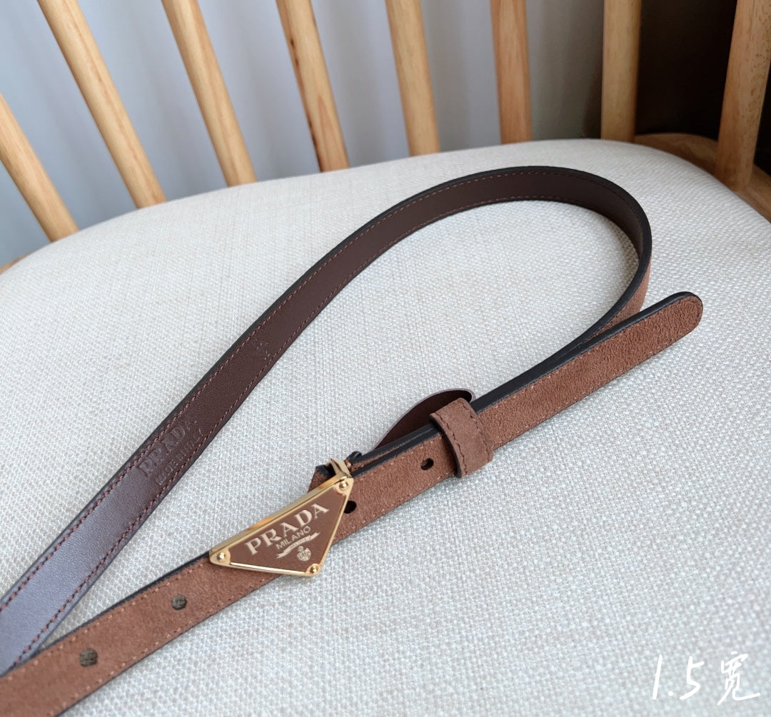 PRA TRIANGLE LOGO BELT IN BROWN SUEDE