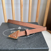 PRA TRIANGLE LOGO BELT IN BROWN SUEDE