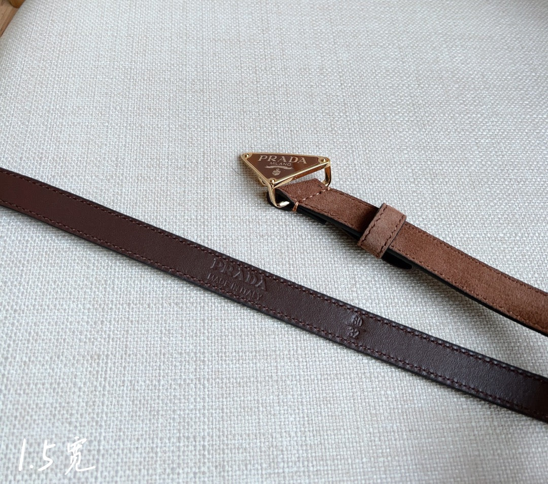 PRA TRIANGLE LOGO BELT IN BROWN SUEDE