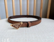 PRA TRIANGLE LOGO BELT IN BROWN SUEDE