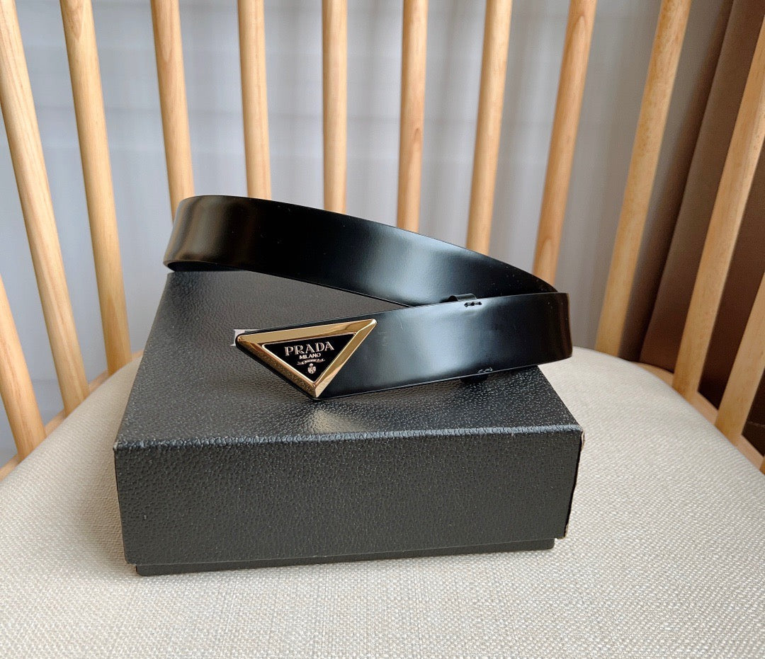 PRADA 25S BELT 33 MM IN BLACK CALFSKIN 551858