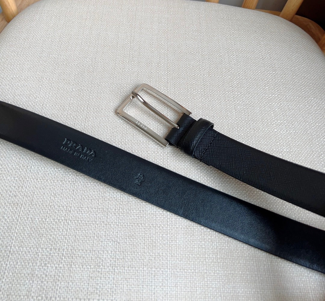 PRADA 25S BELT 30 MM IN BLACK CALFSKIN 585794
