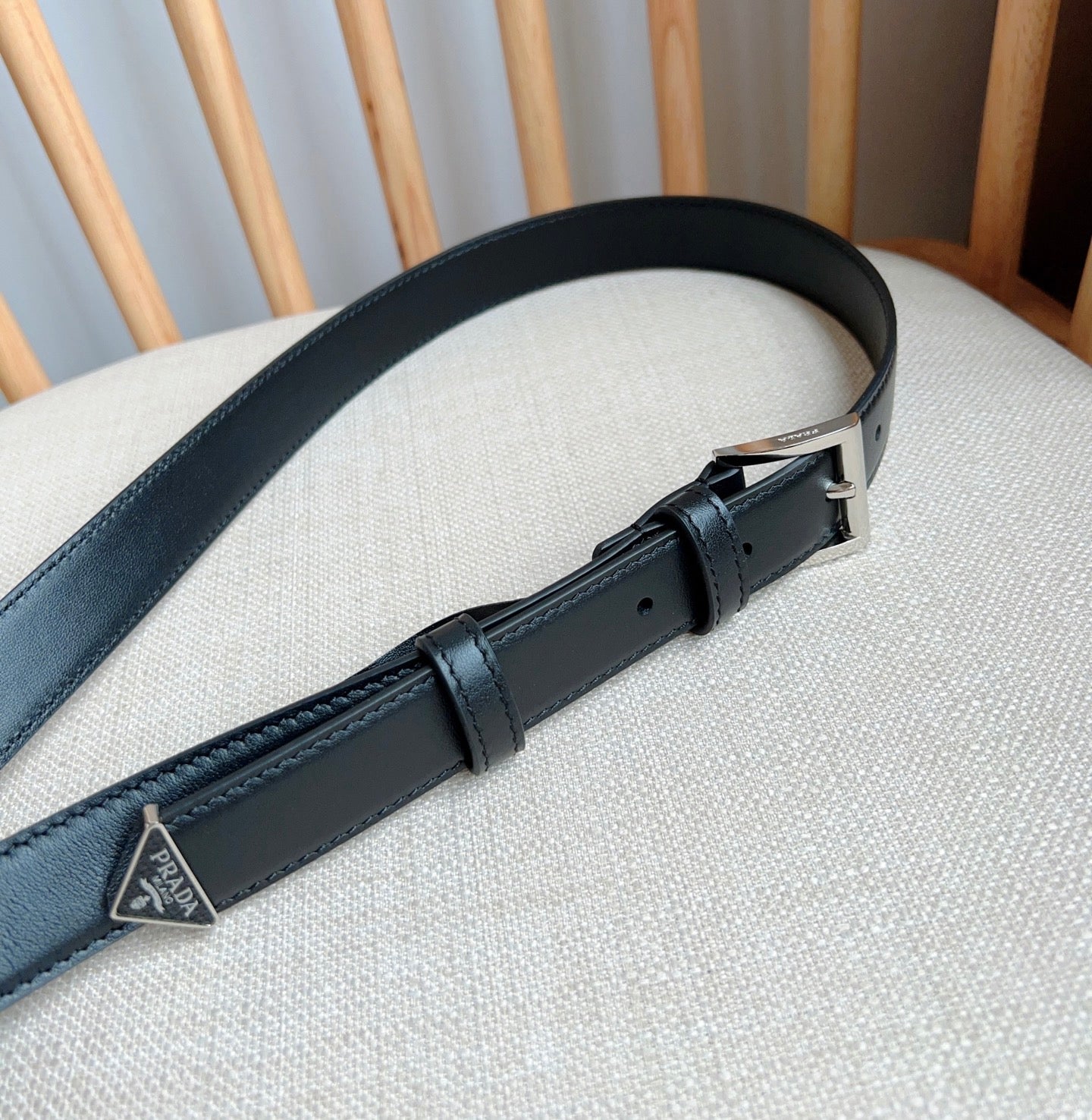 PRADA 25S BELT 25 MM IN BLACK CALFSKIN 585800