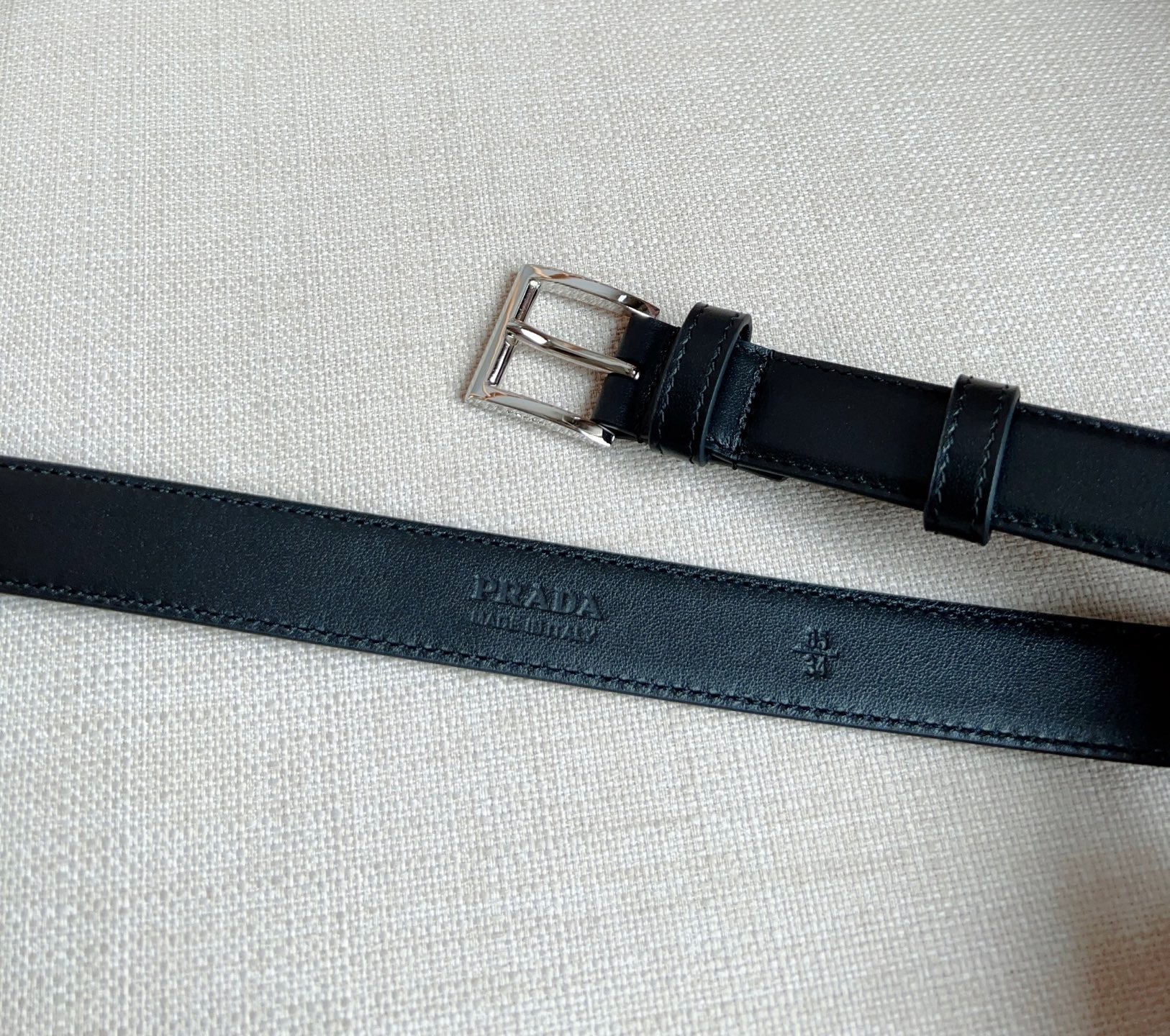 PRADA 25S BELT 25 MM IN BLACK CALFSKIN 585800