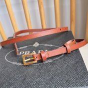 PRADA 25S BELT 10 MM IN REDDISH BROWN CALFSKIN 598369